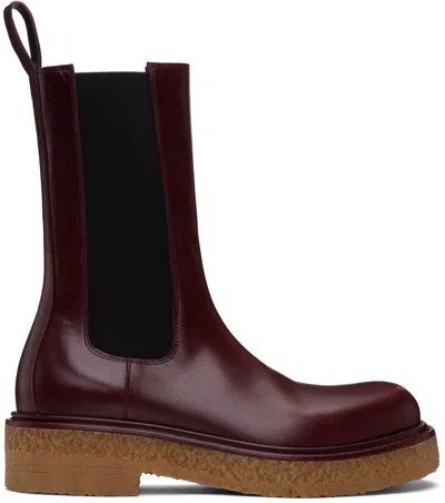 BOTTEGA VENETA BURGUNDY HADDOCK CHELSEA BOOTS
