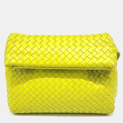 BOTTEGA VENETA YELLOW NAPPA INTRECCIATO THE FOLD CROSSBODY BAG