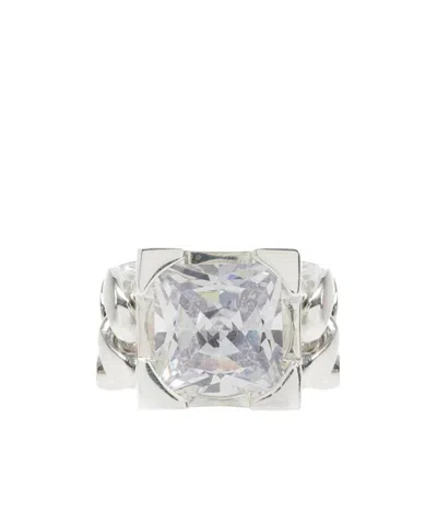 BOTTEGA VENETA CRYSTAL CURB CHAIN RING