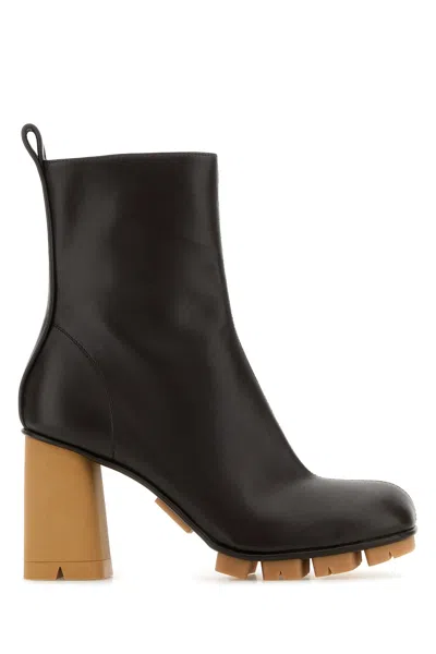 BOTTEGA VENETA DARK BROWN NAPPA LEATHER SHORE ANKLE BOOTS