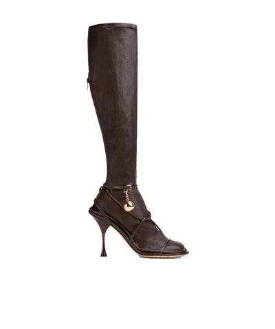 BOTTEGA VENETA DOT HIGH LEATHER BOOTS