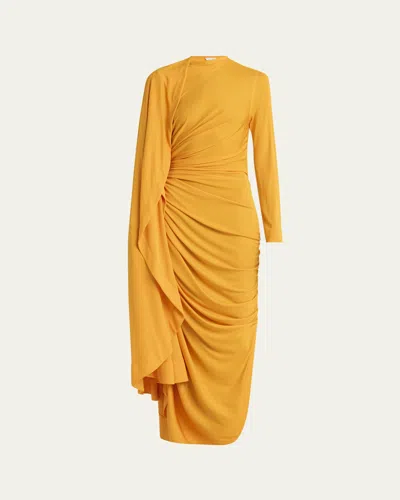 BOTTEGA VENETA DRAPED MATTE VISCOSE JERSEY CAPE MAXI DRESS