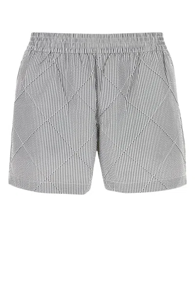 BOTTEGA VENETA EMBROIDERED SEERSUCKER SWIMMING SHORTS