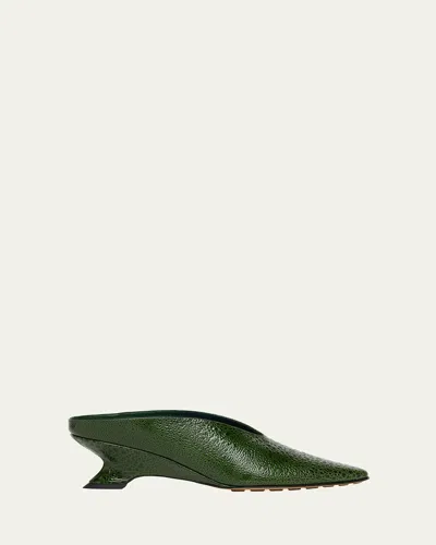BOTTEGA VENETA FROG-PRINT LEATHER KITTEN-HEEL MULES