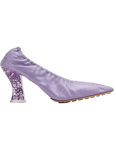 BOTTEGA VENETA BOTTEGA VENETA GLITTER HEEL LEATHER PUMPS