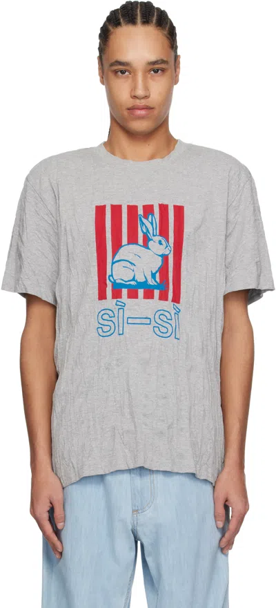 BOTTEGA VENETA GRAY CRUSHED COTTON PRINTED JERSEY T-SHIRT