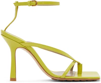 BOTTEGA VENETA GREEN STRAPPY STRETCH HEELED SANDALS