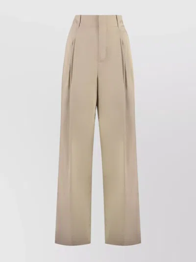BOTTEGA VENETA SILK WIDE-LEG PLEATED TROUSERS