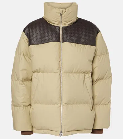 BOTTEGA VENETA INTRECCIATO LEATHER-TRIMMED DOWN JACKET