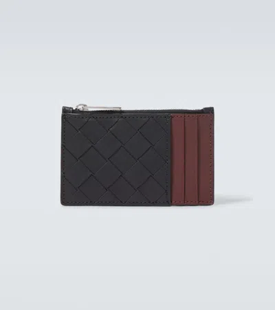 BOTTEGA VENETA INTRECCIATO ZIP-UP LEATHER CARD CASE
