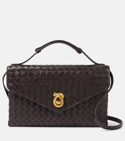 BOTTEGA VENETA KNOT LOCK INTRECCIATO LEATHER CROSSBODY BAG