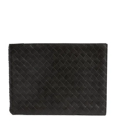 BOTTEGA VENETA LEATHER INTRECCIATO HALF-ZIP POUCH