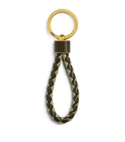 BOTTEGA VENETA LEATHER INTRECCIO KEYRING