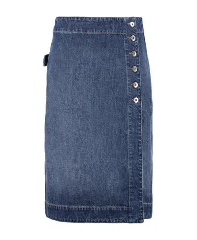 BOTTEGA VENETA LOGO DENIM SKIRT
