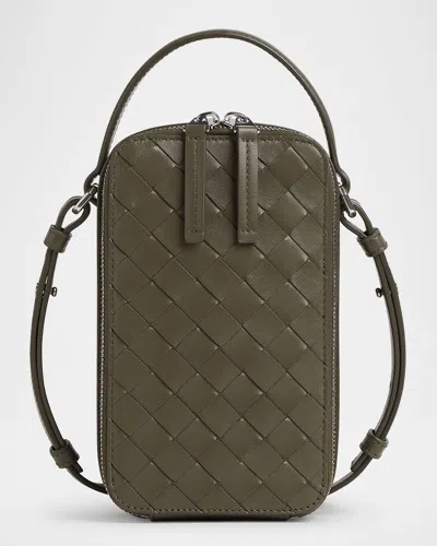 BOTTEGA VENETA MEN'S GETAWAY LEATHER CROSSBODY PHONE POUCH
