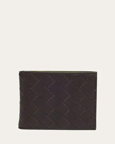 BOTTEGA VENETA MEN'S INTRECCIATO 15 BICOLOR LEATHER BIFOLD WALLET