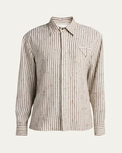 BOTTEGA VENETA MEN'S KNOTTED STRIPE BUTTON-DOWN SHIRT