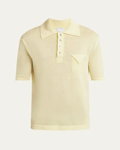 BOTTEGA VENETA MEN'S LINEN-KNIT POLO