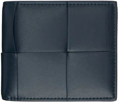 BOTTEGA VENETA NAVY CASSETTE BI-FOLD WALLET