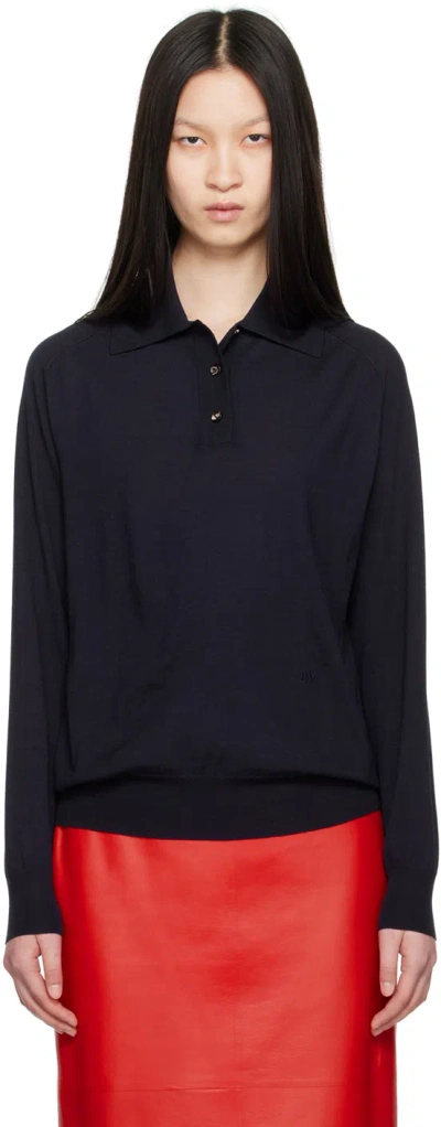 BOTTEGA VENETA NAVY EXPOSED SEAM POLO