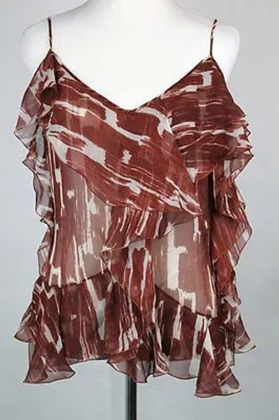 BOTTEGA VENETA NEU BOTTEGA VENETA ZIEGEL WEISS BLUMENMUSTER SEIDE RÜSCHEN TANK TOP IT 40 323417