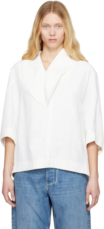 BOTTEGA VENETA OFF-WHITE GRAINY VISCOSE LINEN COCOON SHIRT