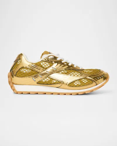 BOTTEGA VENETA ORBIT METALLIC NET RUNNER SNEAKERS