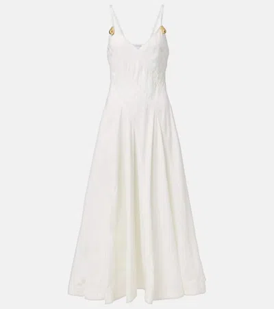 BOTTEGA VENETA PANELED COTTON-BLEND MIDI DRESS
