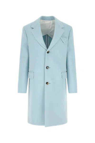 BOTTEGA VENETA PASTEL LIGHT-BLUE TRICOTINE COAT