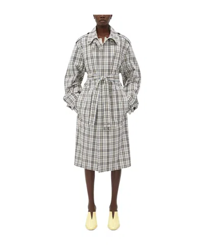 BOTTEGA VENETA CHECKED COTTON TRENCH COAT