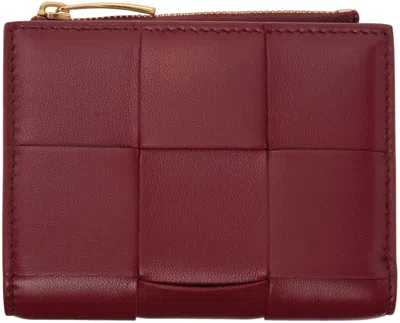 BOTTEGA VENETA RED SMALL CASSETTE BI-FOLD ZIP WALLET
