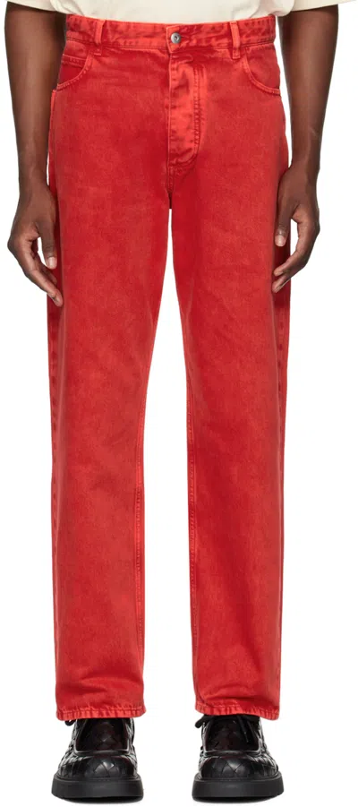 BOTTEGA VENETA RED WASH WIDE LEG JEANS