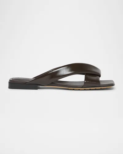 BOTTEGA VENETA RIVA CRISS CROSS LEATHER FLAT SANDALS