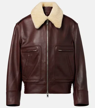 BOTTEGA VENETA SHEARLING-TRIMMED LEATHER JACKET