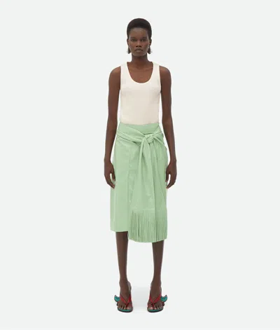 BOTTEGA VENETA SHINY LEATHER SKIRT WITH KNOT DETAIL