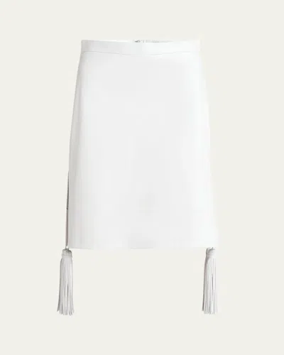 BOTTEGA VENETA SHINY LEATHER SKIRT WITH TASSELS
