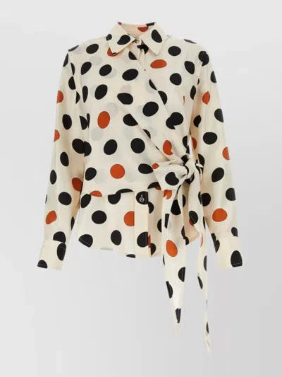 BOTTEGA VENETA SILK SHIRT WITH POLKA DOT PATTERN AND TIE DETAIL