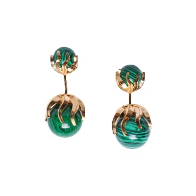 BOTTEGA VENETA BOTTEGA VENETA SPHERE STUD EARRINGS 'MALACHITE'