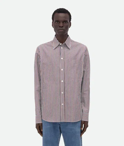 BOTTEGA VENETA STRIPED COTTON SHIRT WITH "BV" EMBROIDERY