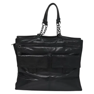 BOTTEGA VENETA BOTTEGA VENETA TAMBURA BLACK LEATHER TOTE BAG (PRE-OWNED)