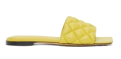 BOTTEGA VENETA BOTTEGA VENETA THE PADDED FLAT SLIDES PEAR YELLOW QUILTED LEATHER SANDAL 36