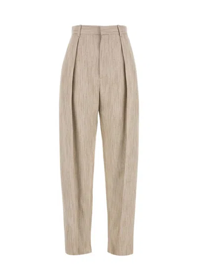 BOTTEGA VENETA WOMEN'S MELANGE BEIGE VISCOSA BLEND PANT