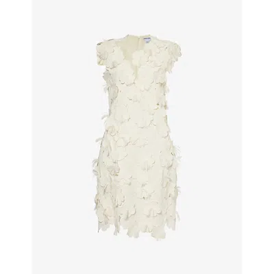 BOTTEGA VENETA WOMENS CHALK FLOWER-EMBROIDERED SLEEVELESS SILK-BLEND MINI DRESS