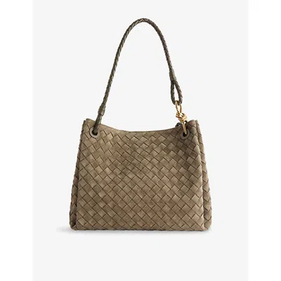 BOTTEGA VENETA WOMENS CYPRESS-MUSE BRASS PARACHUTE LARGE SUEDE SHOULDER BAG