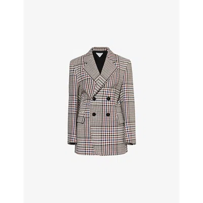 BOTTEGA VENETA WOMENS BOTTEGA VENETA STRUCTURED CHECK-PATTERN COTTON-BLEND JACKET