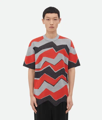 BOTTEGA VENETA ZIG-ZAG JACQUARD KNITTED T-SHIRT