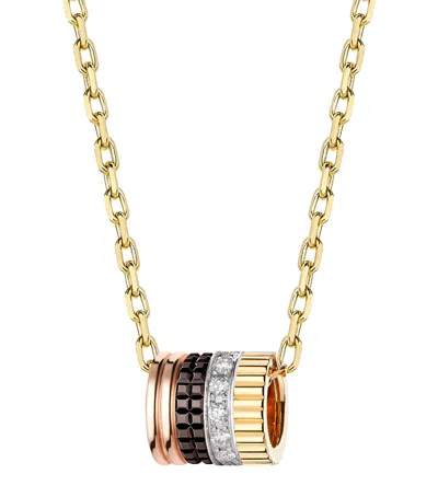BOUCHERON MIXED GOLD AND DIAMOND QUATRE CLASSIQUE PENDANT NECKLACE