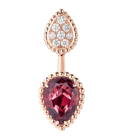 BOUCHERON ROSE GOLD, DIAMOND AND GARNET SERPENT BOHÈME EARRINGS