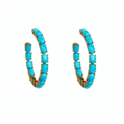 BOUNKIT WOMEN'S BLUE / GOLD MARGARET HOOPS TURQUOISE