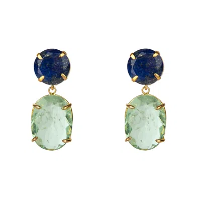 BOUNKIT WOMEN'S BLUE / GREEN VANESSA EARRINGS LAPIS CLIP ON
